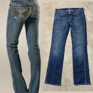 7 For All Mankind Colette Boot Cut Jeans Blue Women’s Size 25 Low Rise Y2K